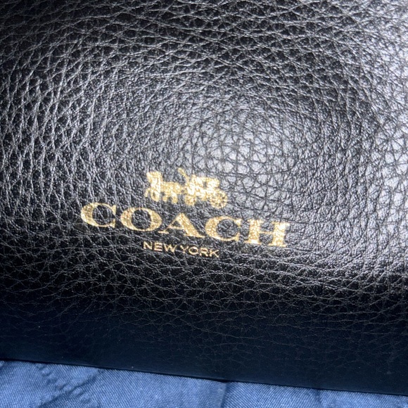 AUTHENTIC COACH LARGE DERBY TOTE IN PEBBLE LEATHER GOLD/BLACK F59818 $350 - Picture 3 of 10